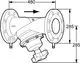 Technisches Zeichnungsdiagramm eines Strangregulierventils mit Flanschanschluss, gefertigt von IMI Hydronic Engineering, in schematischer Darstellung und mit Maßangaben.